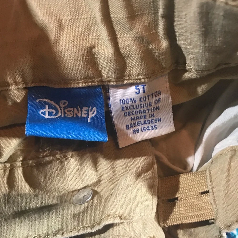 Disney Vintage Mickey Mouse Logo Licensed Khaki Cargo Shorts 5T